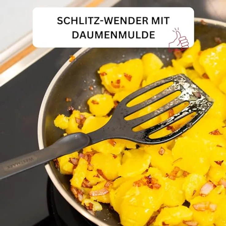 WESTMARK Kochbesteck-Set 3-tlg.: 2 Kochlöffel + 1 Pfannenwender, Gentle + Flonal, Schwarz – Bild 6
