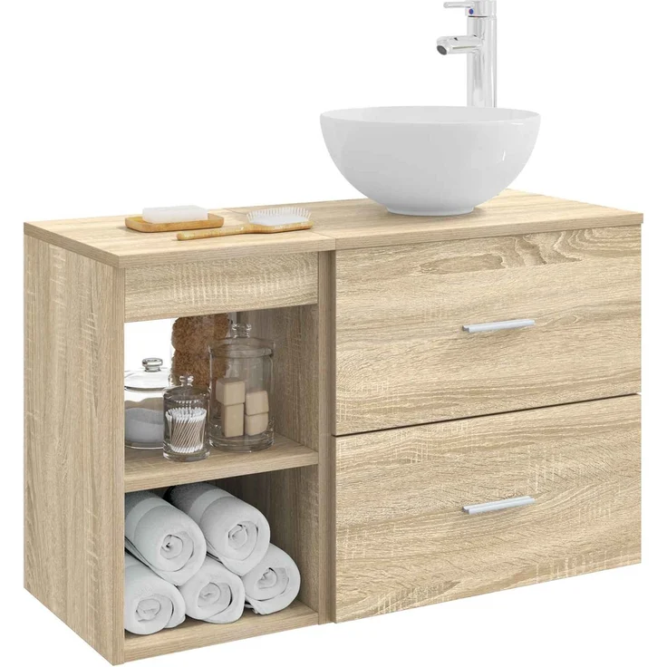 vidaXL Badezimmerschrank-Set 2 stk. Sonoma-Eiche 79,5 x 35 x 80 cm 3403866 – Bild 3