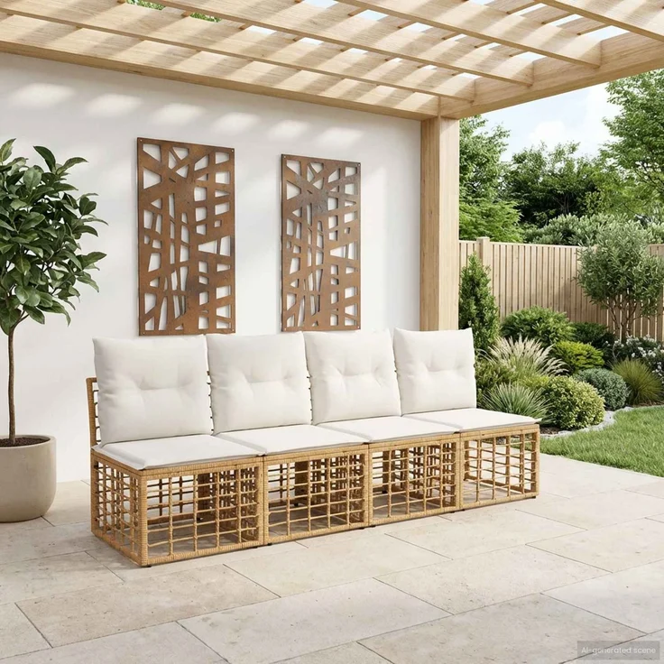 vidaXL 4-Sitzer Garten-Sofa ohne Armlehnen 4 pcs 4-Sitzanzahl Natur 42026736 – Bild 1