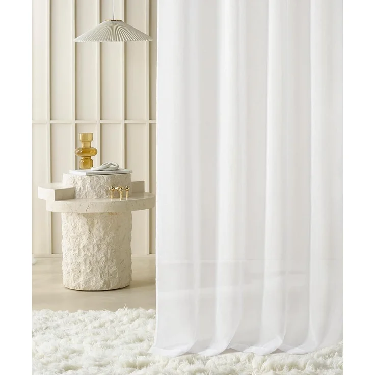 ROOM99 Gardine mit Kräuselband Novelia 200x230 cm Breite x Höhe Wohnzimmer Transparent modern Vorhang Schal Wohnzimmer Schlafzimmer für Schinensystem Weiß glatt, 1 Stück