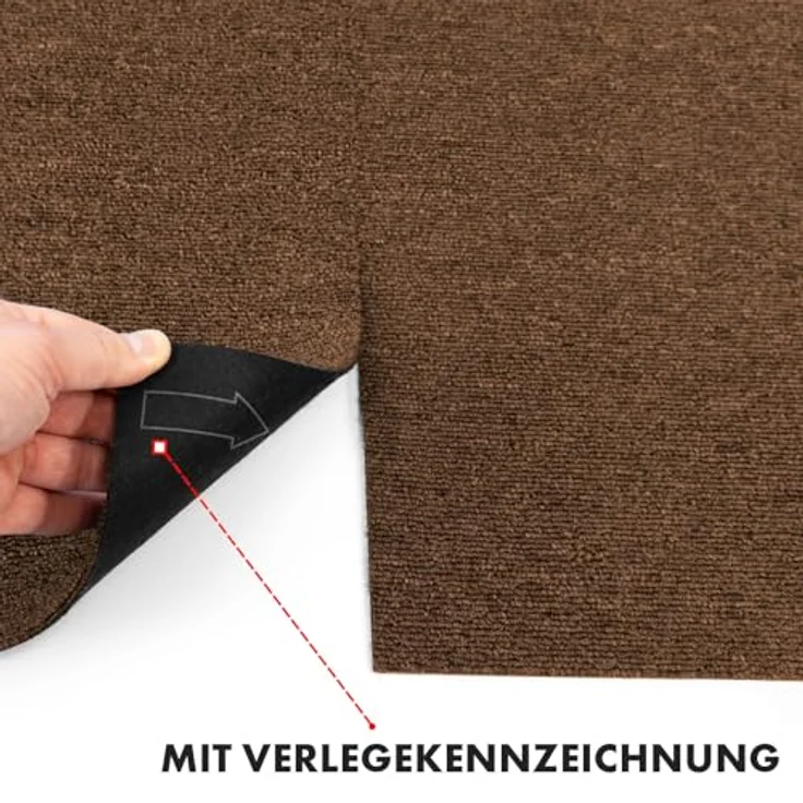 KARAT Teppichfliesen Moskau 50x50 cm selbstliegend - 24 Stück Set - 6m² - strapazierfähiger Teppich Bodenbelag mit hochwertigem Schlingenflor für Haus & Büro - antistatisch mit Bitumen Rücken - Beige – Bild 5