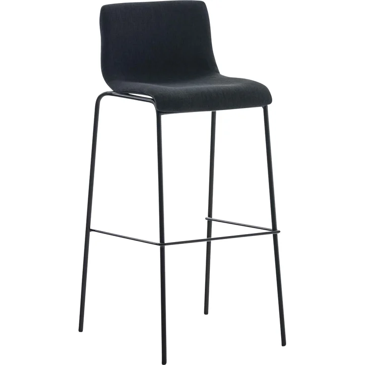 Barhocker TENAR - Stoff Schwarz 43x48x100 cm Schwarz | Barstuhl Mit Lehne Tresenhocker Tresenstuhl Kneipenhocker Kneipenstuhl – Bild 1