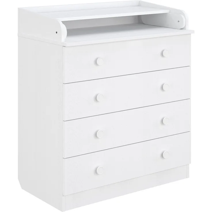 Wickelkommode 800 Shefa Kids, weiß, mit abnehmbarem Wickelaufsatz, 4 Schubladen, Spanplatte, 80x48x92cm