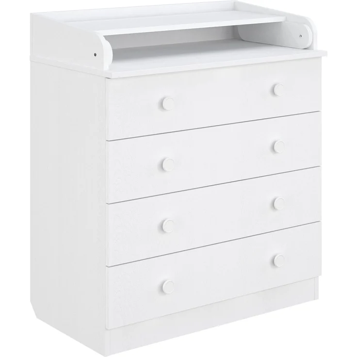Wickelkommode 800 Shefa Kids, weiß, mit abnehmbarem Wickelaufsatz, 4 Schubladen, Spanplatte, 80x48x92cm – Bild 1