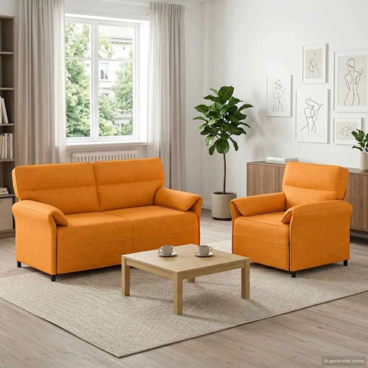 vidaXL Sofa Set 2 stk. Dunkelgelb Stoff 3424866 – Bild 1