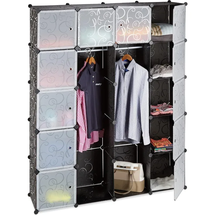 Relaxdays Kleiderschrank Stecksystem 14 Fächer