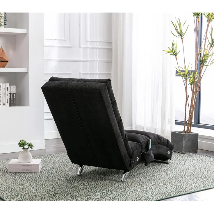 Relaxliege Massageliege Leinen Vibrationsfunktion Beige Grau Chaiselongue Wohnzimmer Sessel Lounge Sitzmöbel 250kg – Bild 3