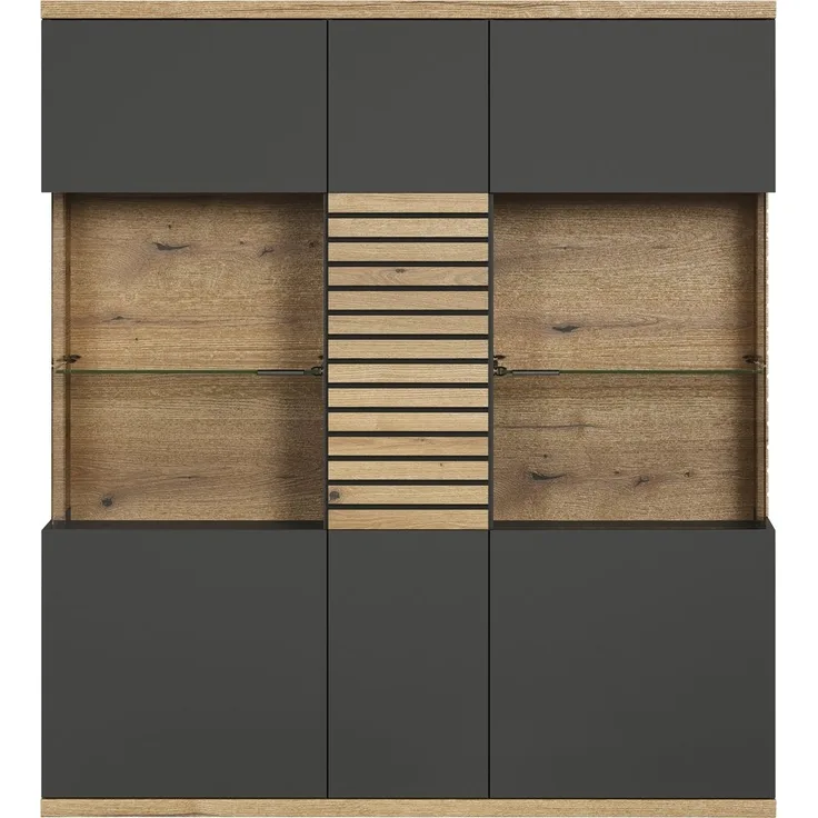 Highboard Norris in grau und Eiche Evoke 131 x 147 cm