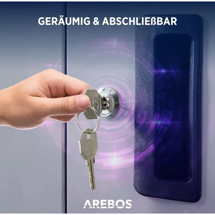 Arebos Aktenschrank Büroschrank Materialschrank Stahlschrank Rollen 140x90x40 cm (Stück, Grau) – Bild 4