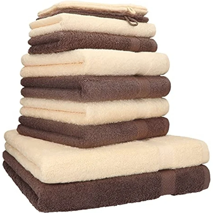 Betz Handtuch Set 10-tlg. Premium Farbe Nussbraun und Beige, 100% Baumwolle (Set, 10-St) – Bild 1