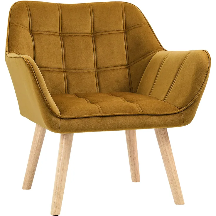 Ohrensessel Einzelsessel Relaxsessel mit Samt, skandinavisch, erhöhte Beine, samtartiges Polyester, Gelb 67x61,5x71 cm--Gelb--67x61.5x71cm--YOUDENOVA