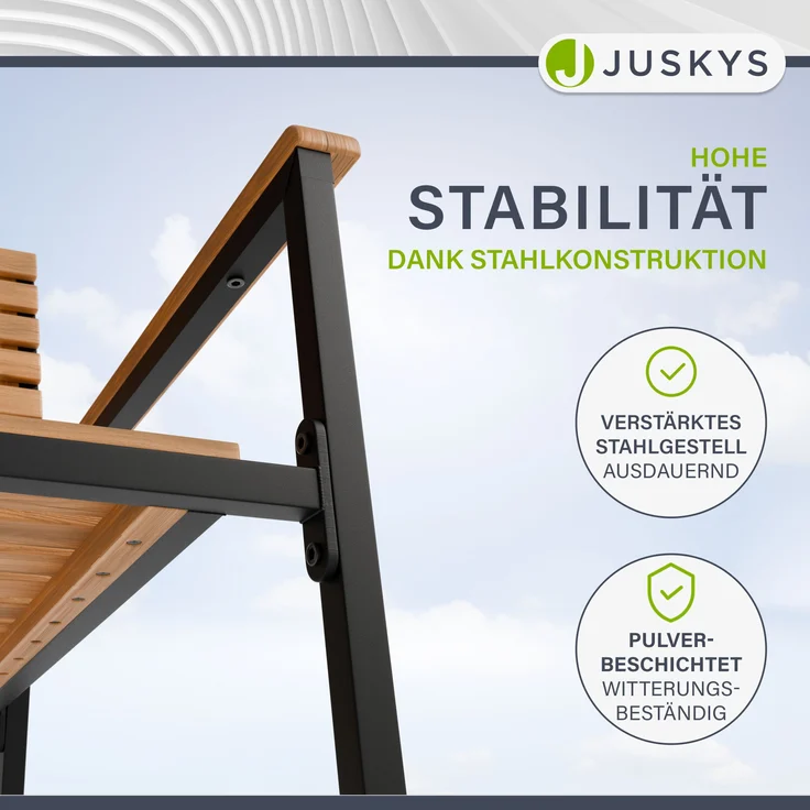 Juskys 'Rhodos' Gartengarnitur - Tisch, 4 Stühle & Auflagen, Akazienholz Natur & Schwarz – Bild 4