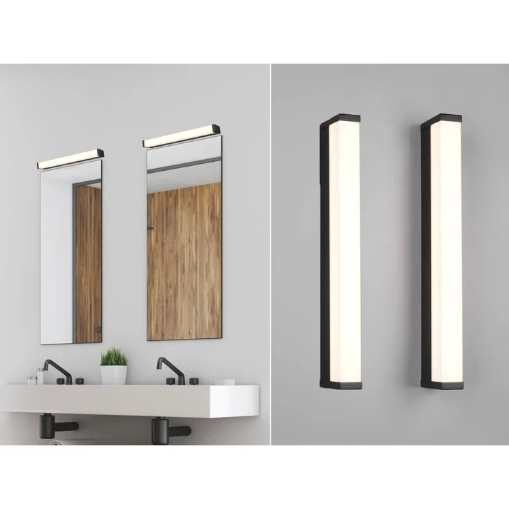 LED Badezimmer Wandleuchten 2er Set in Schwarz - Spiegelleuchten, Breite 42,5cm
