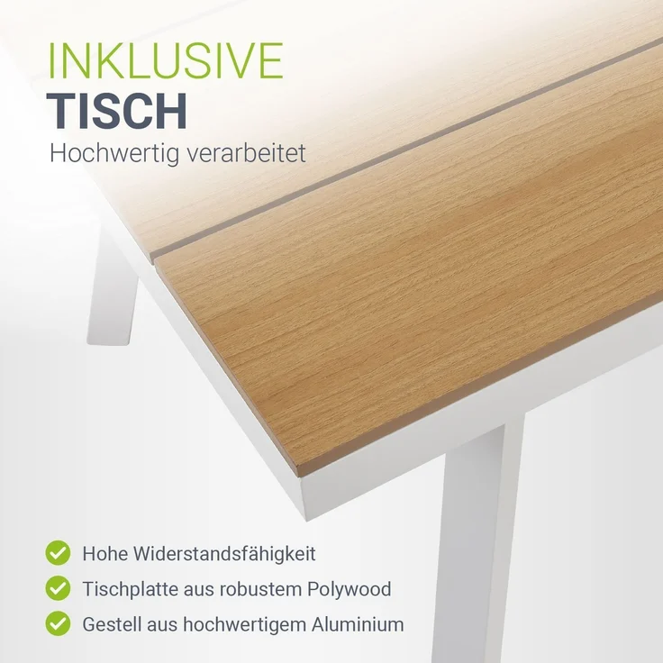 Juskys Premium Gartenmöbel Set Maui - Tisch mit 6 Stühlen - Alu & Polywood - langlebig & wetterfest - Kissen schnelltrocknend - Terassenmöbel - Beige – Bild 6