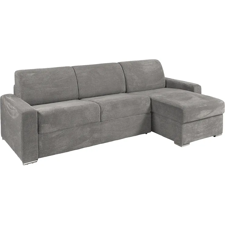 Vente-unique - CALITO Sofa SamtStoff Grau - B 223 cm152 cm x H 90 cm x L 278 cm – Bild 2