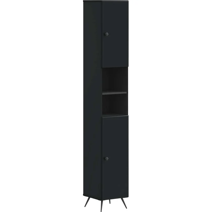 vidaXL Badezimmerschrank mit offenem Regal BREDA Schwarz 897476 – Bild 2