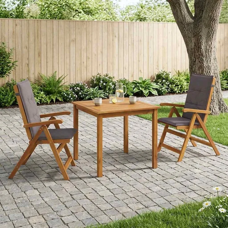 vidaXL 3-teilige Garten-Essgruppe 2-Sitzer Anthrazit Massivholz Akazie 3434591 – Bild 1