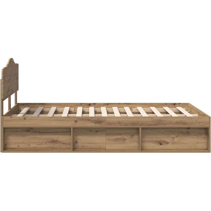 vidaXL Bettrahmen mit Kopfteil Kunsthandwerk Eiche 120 x 190 cm 3412933 – Bild 7