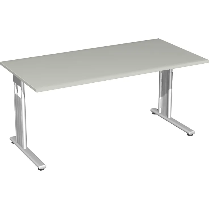 Geramöbel Schreibtisch C-Fuß Flex S-617146-LS 180x80x82cm lichtgrau/si