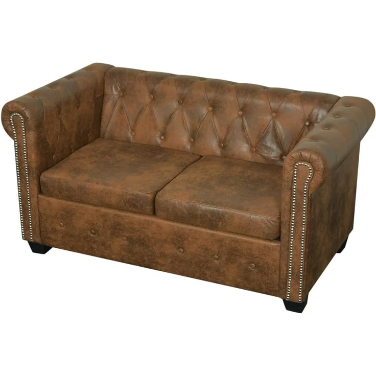 vidaXL Chesterfield-Sofas 2-Sitzer und 3-Sitzer Braun 274322 – Bild 5