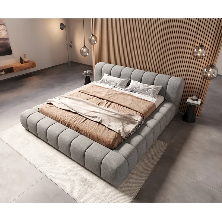 Polsterbettgestell Cutio 180x200 cm Strukturstoff Soft Grau – Bild 2