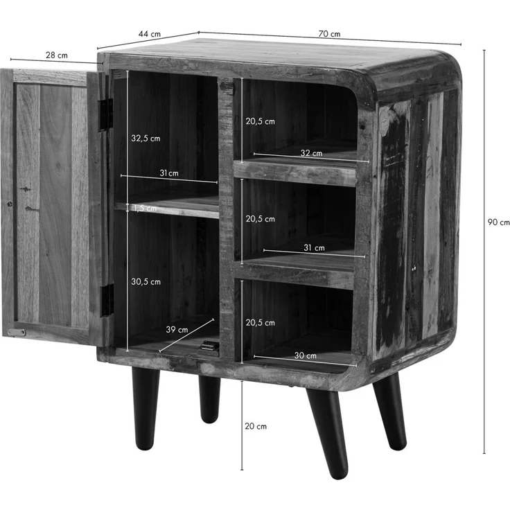 Kommode Altholz 70x44x90 mehrfarbig lackiert SIXTIES #103 – Bild 8