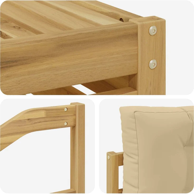 vidaXL Outdoor-Sofagarnitur 4 stk. 4-Sitzer Weiß und Beige Polyester 3390303 – Bild 5