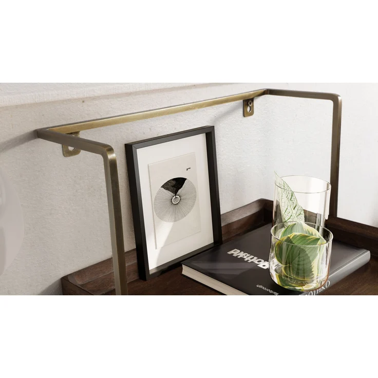 FINEBUY Nachttisch FB64190 (Nachtkonsole für Wandmontage 44x35 cm Dunkelbraun), Nachtschrank Mango Massivholz, Nachtkästchen – Bild 4