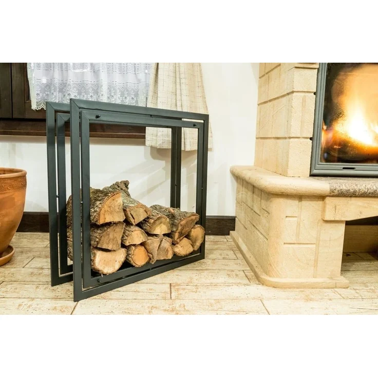 Kaminholzregal Square Kaminholzständer 70cm Holzkorb Kaminholzhalter Holzregal – Bild 5