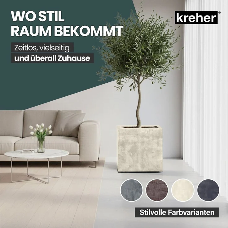 Kreher Pflanzkübel 'Millennium' aus Kunststoff 80 Liter, eckig, 2 Stück (Farbe wählbar) – Bild 2
