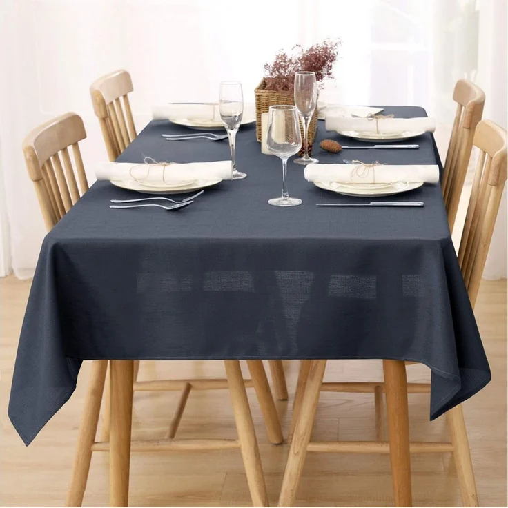 Deconovo Tischdecke Wasserabweisend Tischwäsche Lotuseffekt Tischtuch Leinenoptik (1er Set, 100 % Polyester), fleckabweisend Tischdecke pflegeleicht waschbar Table Cloth rechteckig – Bild 3