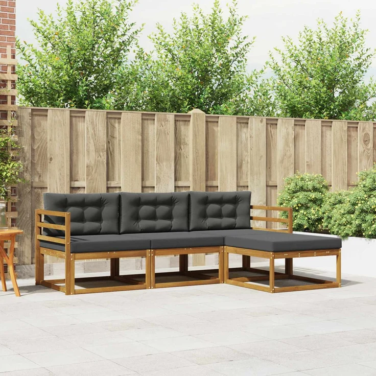 vidaXL Outdoor-Sofagarnitur 4 stk. 4-Sitzer Natur und Anthrazit 3367390 – Bild 1