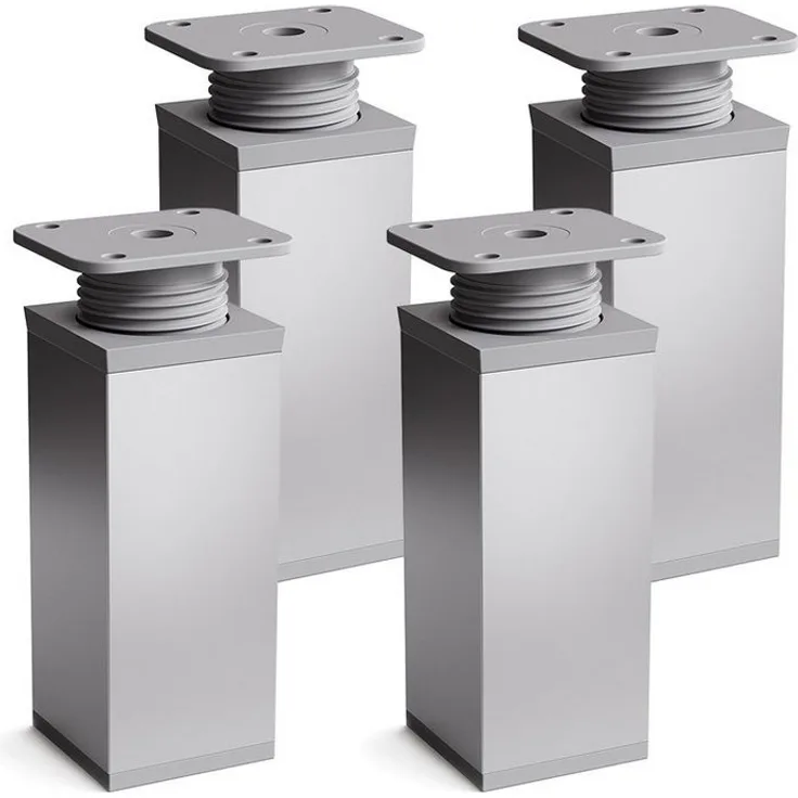 sossai® Möbelfuß Design-Möbelfüße, 4er & 8er Set, höhenverstellbar MFV1, Farbe: Alumin, (4-St), Farbe: Aluminium