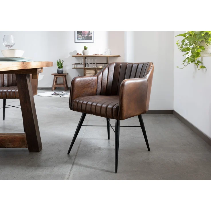 Stuhl Echtleder 54x61x76 braun IRON LABEL #11 – Bild 9