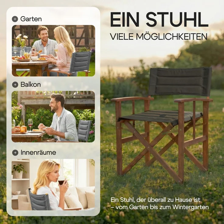 CASARIA® Premium Regiestuhl Anthrazit – Bild 7