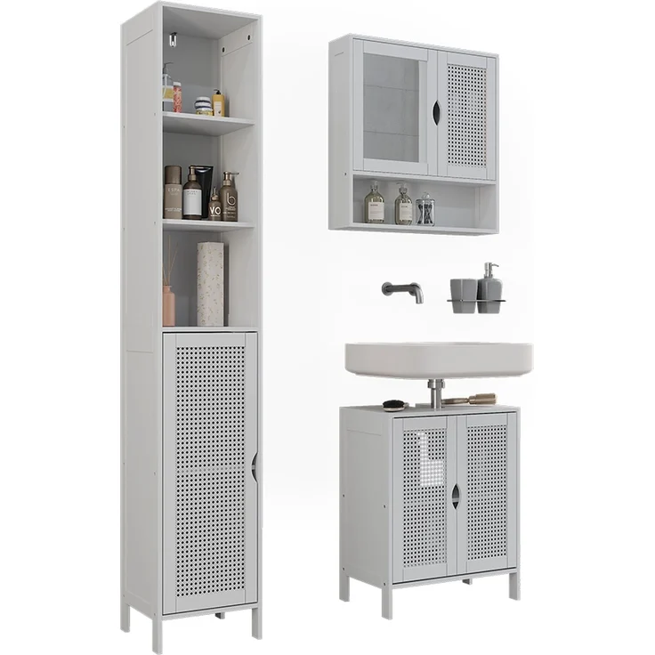 Badmöbel-Set Liora Weiß 3-teilig Vicco – Bild 5