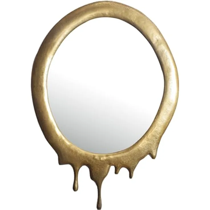 MID.YOU Wandspiegel, oval, Glas, Gold, 50x71x3 cm, senkrecht montierbar