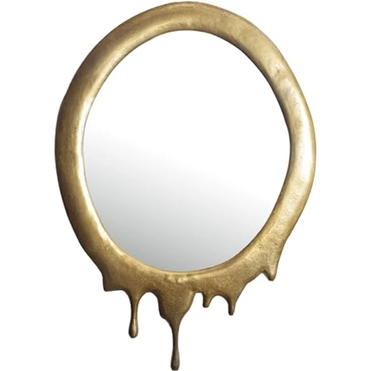 MID.YOU Wandspiegel, oval, Glas, Gold, 50x71x3 cm, senkrecht montierbar – Bild 1