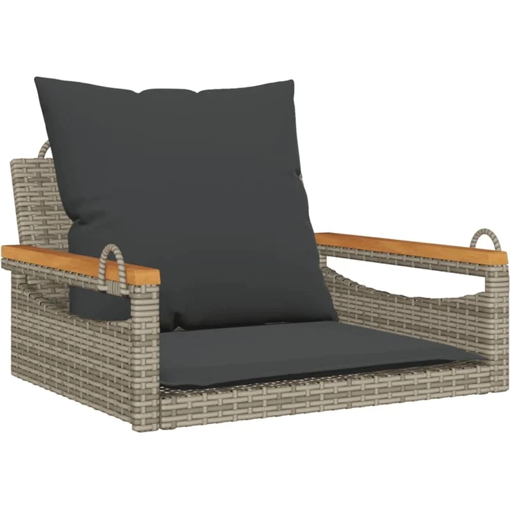 vidaXL Hängesessel mit Kissen Grau 63x62x40 cm Poly Rattan 368165 – Bild 2