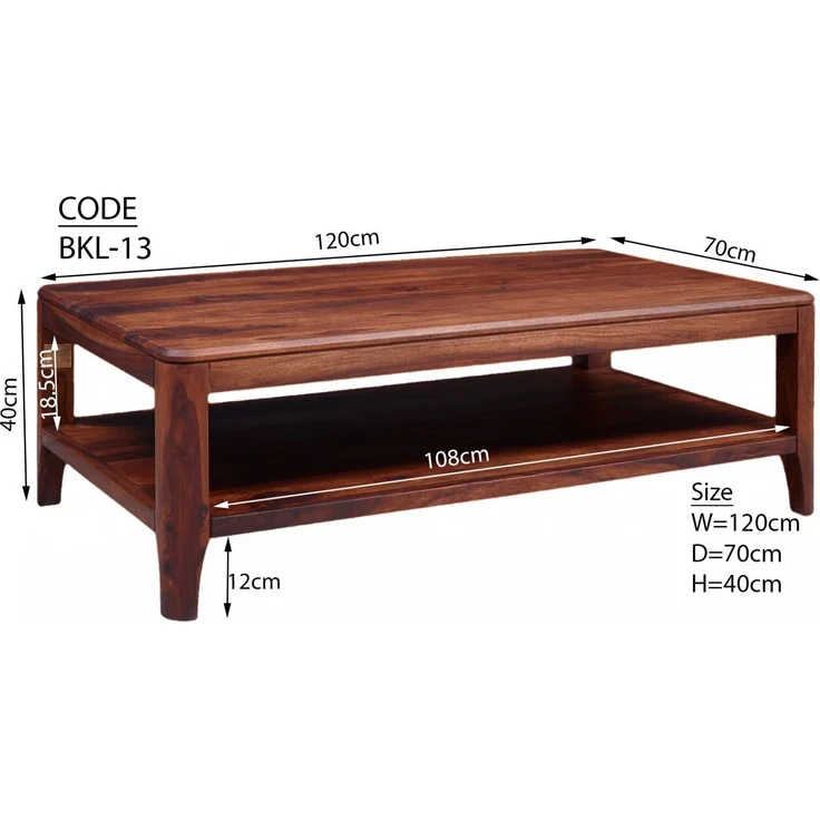 Couchtisch Sheesham 120x70x40 walnuss geölt BROOKLYN #11 – Bild 5