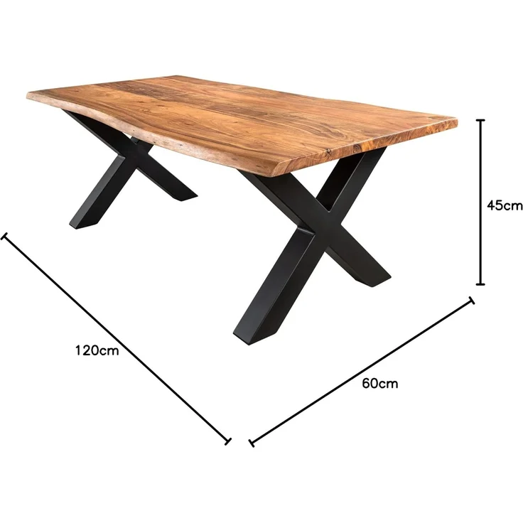 riess-ambiente Couchtisch MAMMUT 120cm natur / schwarz (Einzelartikel, 1-St), Massivholz · Metall · Baumkante · Akazie · Wohnzimmer · Industrial – Bild 2