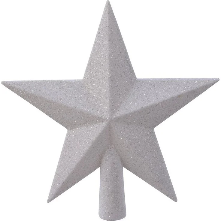 Kaemingk Christbaumspitze, Christbaumspitze Stern mit Glitzer 19cm Kunststoff - Winterweiss – Bild 3