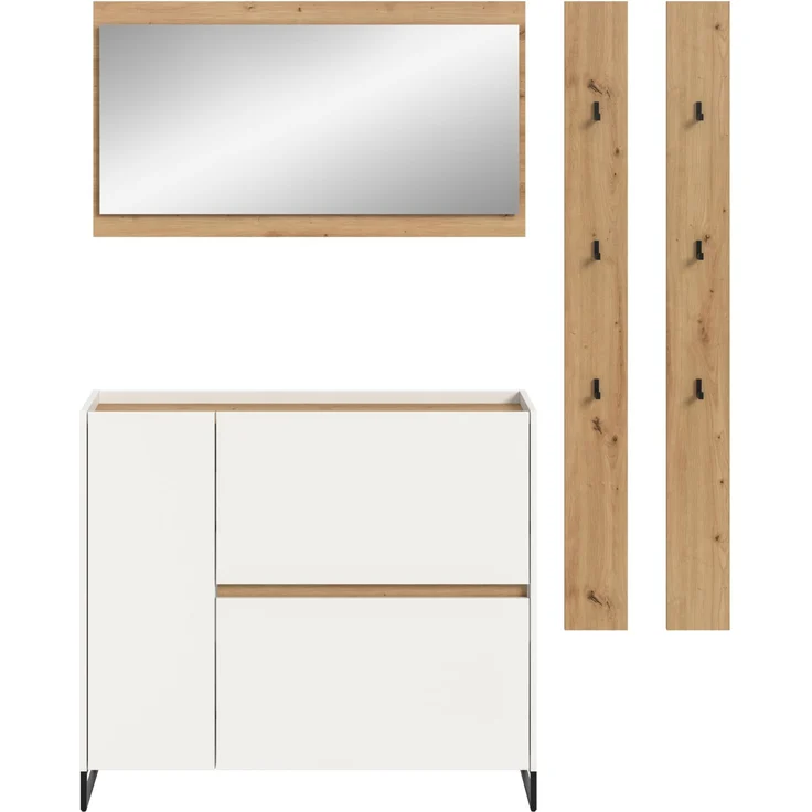Garderobenkombination B/H/T: 192x172x32 cm in weiß Nachbildung und Artisan Oak Nachbildung – Bild 2