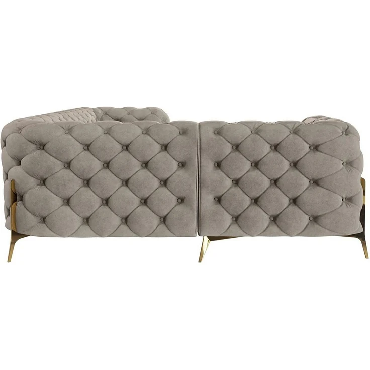 S-Style Möbel Ecksofa Chesterfield Ashley mit Goldene Metall Füßen, Die Eckeinheit kann entweder rechts- oder linkshändig sein, mit Wellenfederung – Bild 2