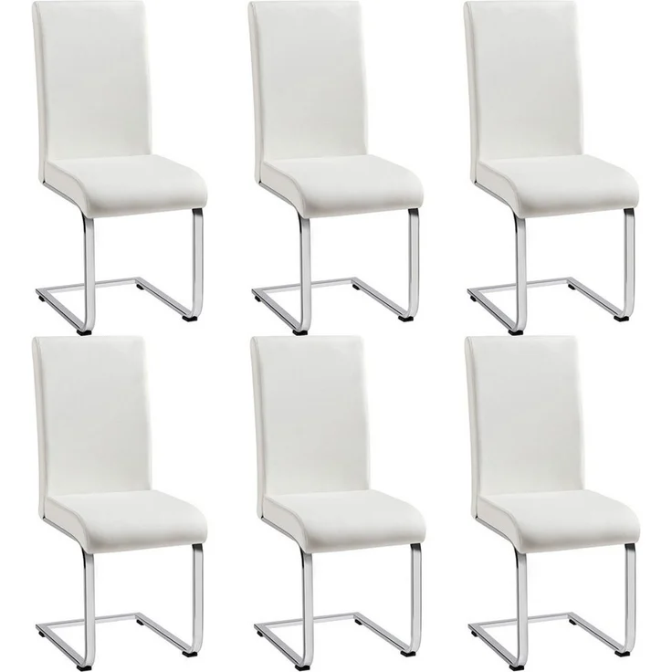 Yaheetech 6er-Set Freischwinger, Kunstleder, Weiß, 41,5 x 55 x 103 cm – Bild 5