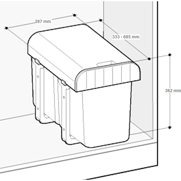 Einbau Abfallsammler ab 40cm Unterschrank Aladin 2x 8 L Mülleimer grau – Bild 9
