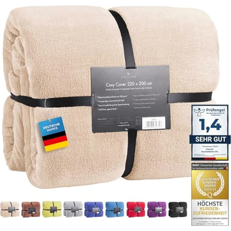Wohndecke Kuscheldecke XXL, Feluna, Tagesdecke Kaschmir-Touch 220 x 200 cm – Bild 2