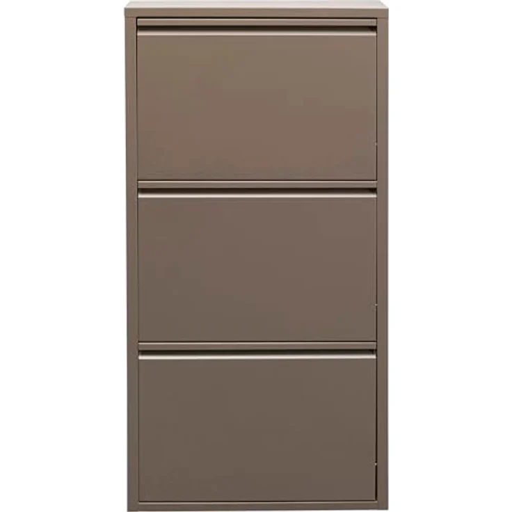 Kare Design Schuhschrank Caruso, Taupe, Stahl, mit 3 Klappen, Schuhablage für 6 Paar Schuhe, schmal, platzsparend, hoch, Schuhregal, Eingangsbereich, 103 x 50 x 15 cm (H/B/T) – Bild 2