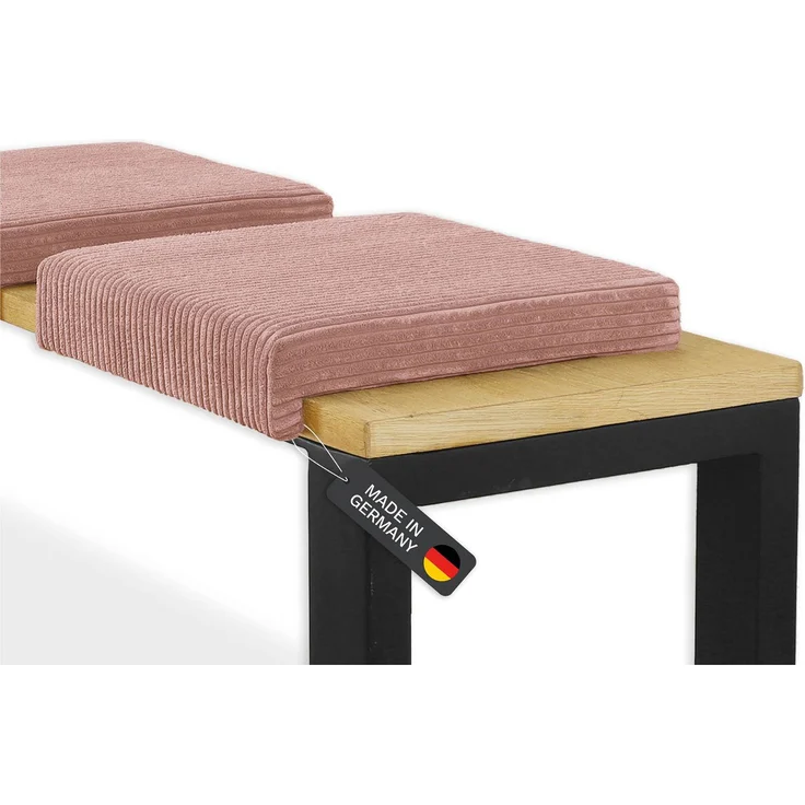 Lycce Bankauflage Klemmkissen mit Leiste - Cord, Polsterung, rutschfest Puderrosa 8x40x38cm – Bild 2
