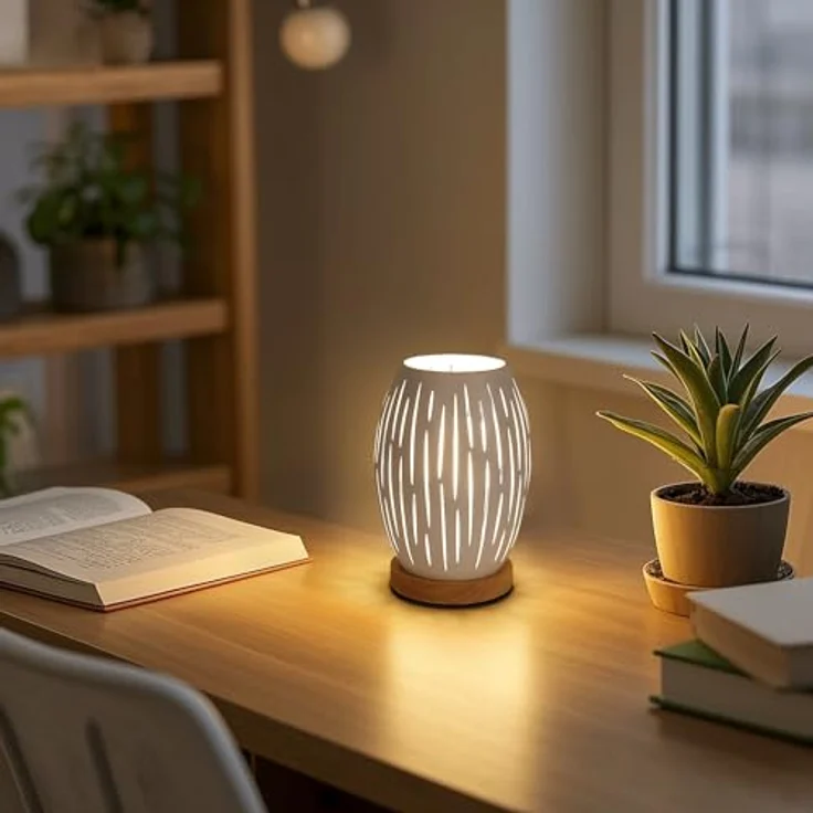 Comely Tischlampe, Nachttischlampe Schreibtischlampen für Schlafzimmer Wohnzimmer, Weiß Modern Metallkäfiglampe, E27(Ohne Glühbirne) – Bild 8